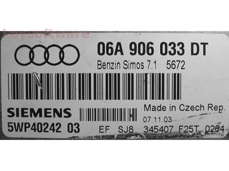 ECU Audi A3 1.6 06A906033DT 5WP40242 SIMOS 7.1