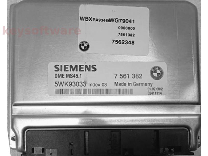 ECU Bmw X3 2.5 7561382 5WK93033 MS45.1 E83