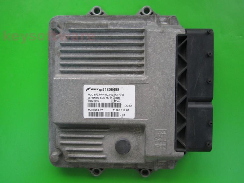 ECU Fiat Grande Punto 1.3JTD 51806498 6F3.P7 HW03P }