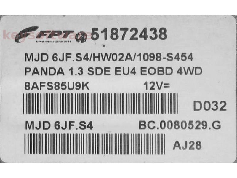 ECU Fiat Panda 1.3JTD 51872438 6JF.S4 {