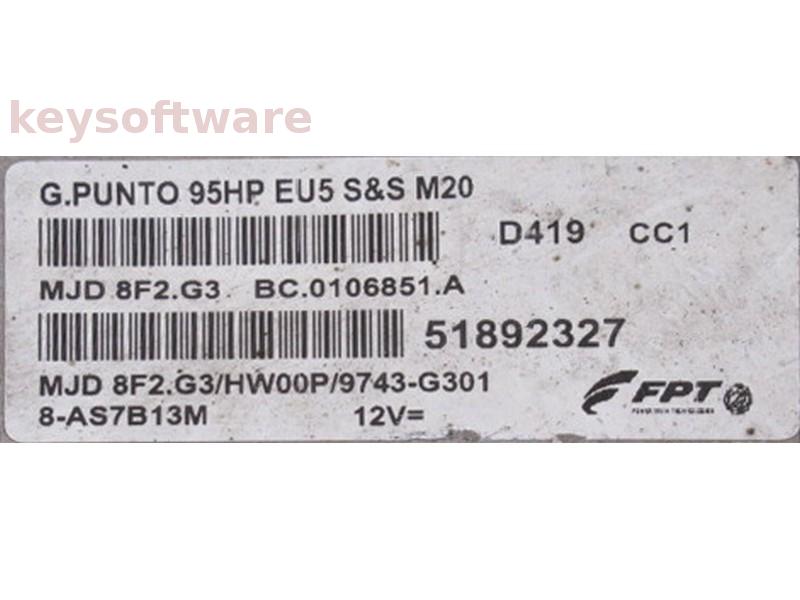 ECU Fiat Grande Punto 1.4 51892327 8F2.G3 {