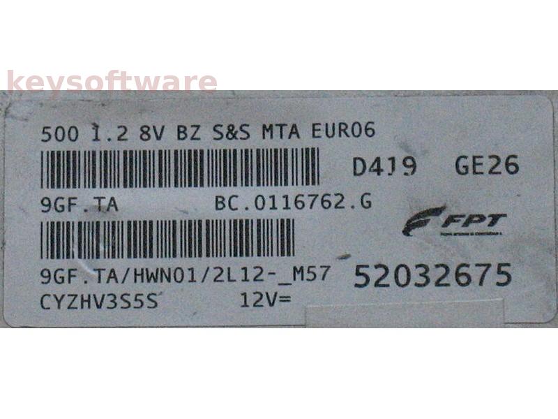 ECU Fiat 500 1.2 52032675 9GF.TA {