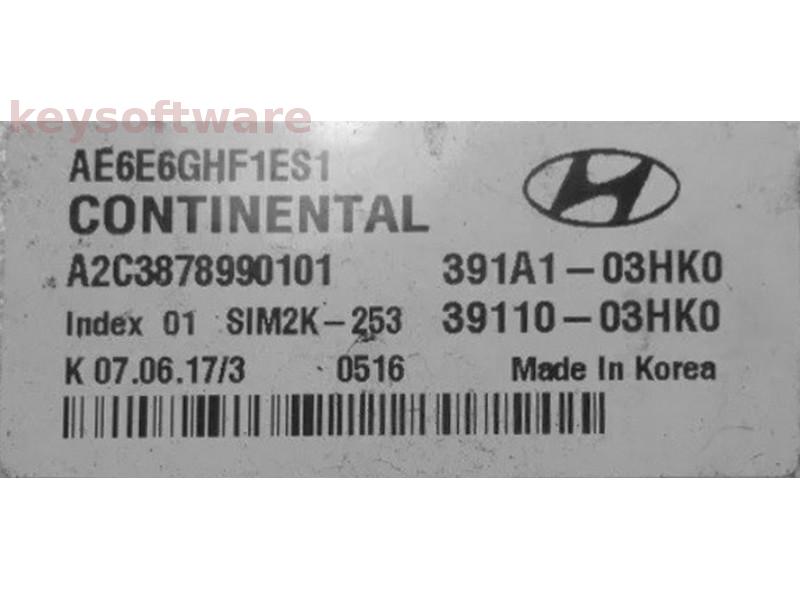 ECU Hyundai Ioniq 1.6 391A1-03HK0 A2C3878990101 SIM2K-253 {