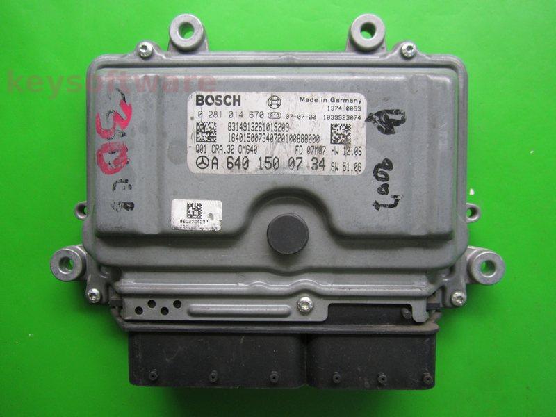 ECU Mercedes B 2.0CDI A6401500734 0281014670 CRA3.2 EDC16C32