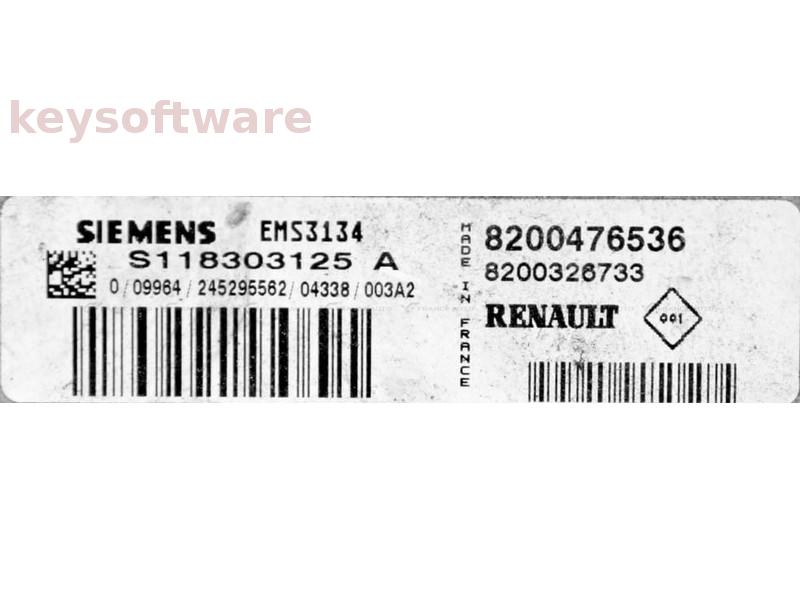 ECU Renault Clio 2.0 8200476536 S118303125A EMS3134 {