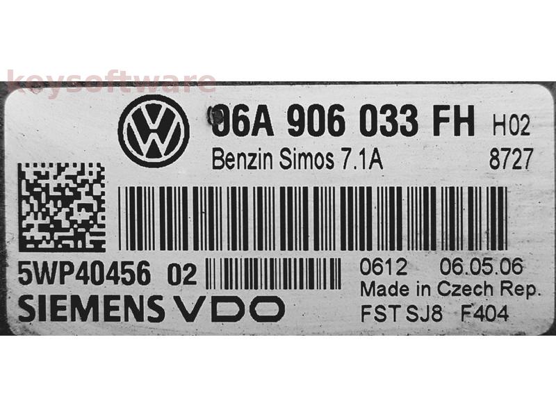 ECU Skoda Octavia 1.6 06A906033FH 5WP40456 SIMOS 7.1A BSE {