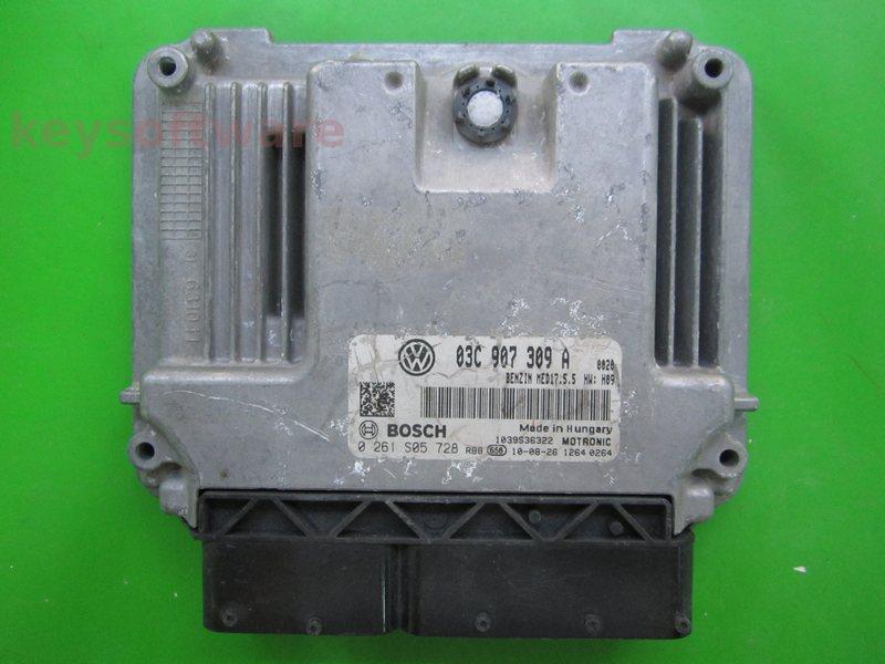 ECU VW Passat 1.4 03C907309A 0261S05728 MED17.5.5 CAXA H09