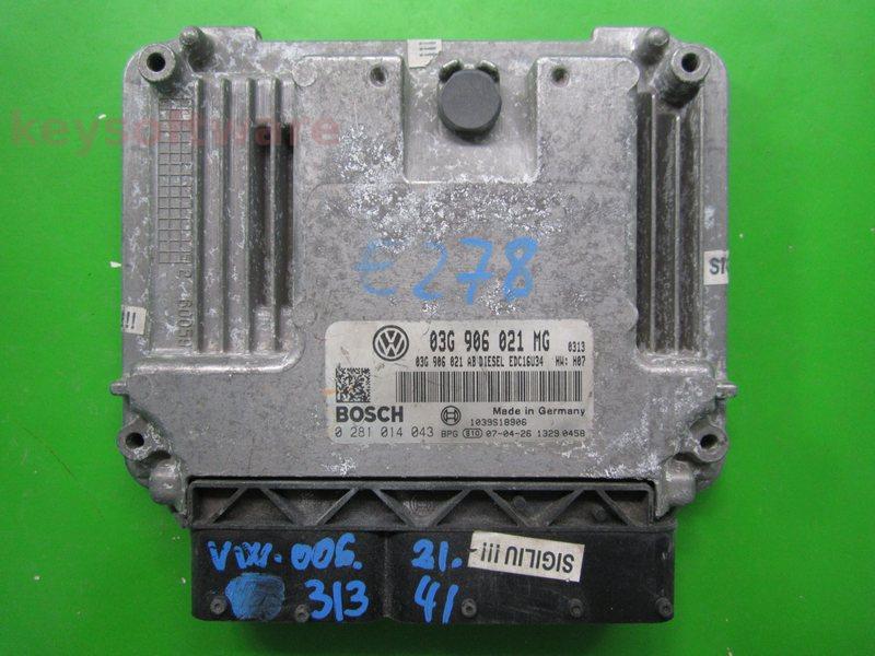 ECU VW Touran 1.9TDI 03G906021MG 0281014043 EDC16U34 BLS H07