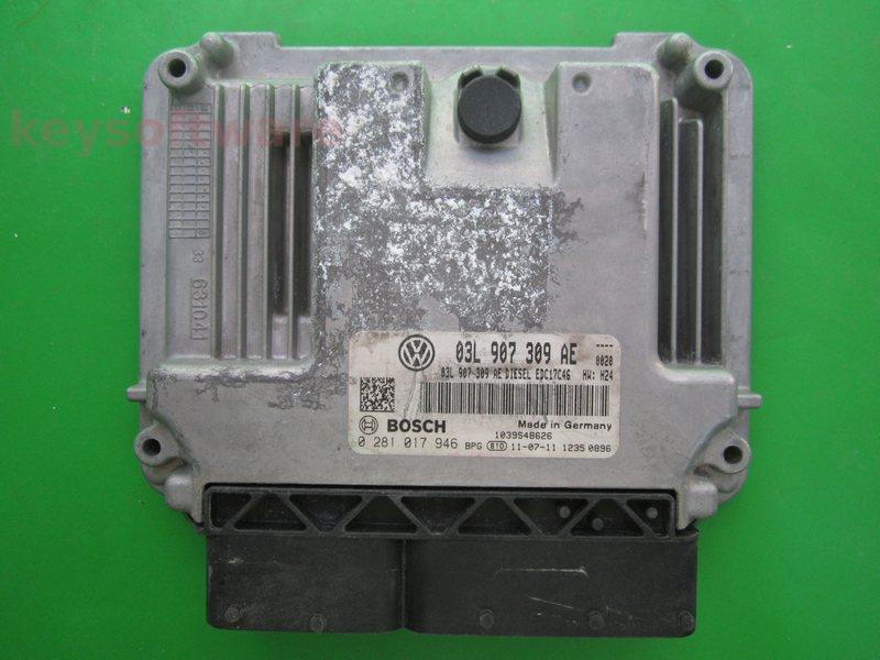 ECU VW Passat 2.0TDI 03L907309AE 0281017946 EDC17C46 CFFB H24