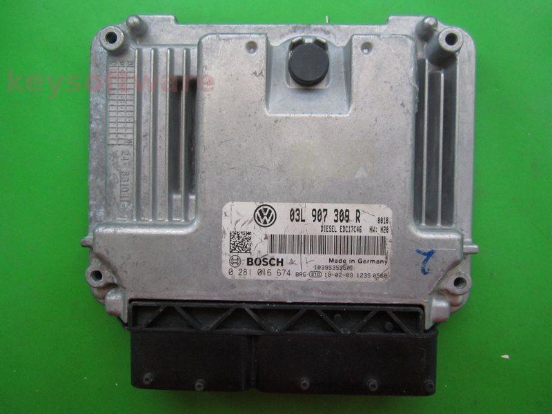 ECU VW Golf6 2.0TDI 03L907309R 0281016674 EDC17C46 CFFB H20