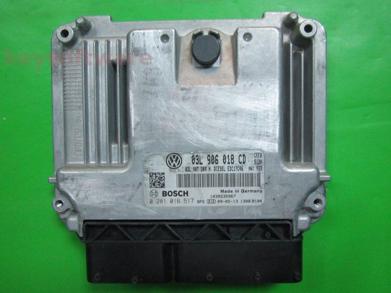 ECU VW Tiguan 2.0TDI 03L906018CD 0281016517 EDC17C46 CFFB H20