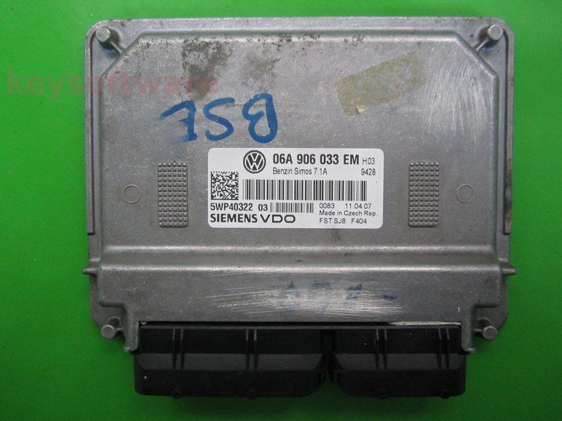 ECU VW Golf5 1.6 06A906033EM 5WP40322 SIMOS 7.1A BSE }